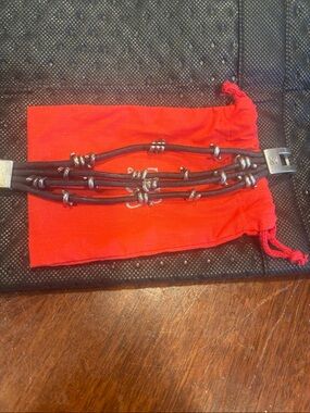 UNO de 50 Brown Leather Multi-Strand Bracelet with Silver Accents